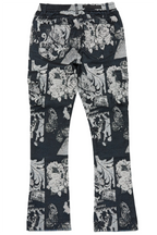 Girls Lamia Black Tapestry Stacked Flare Jean