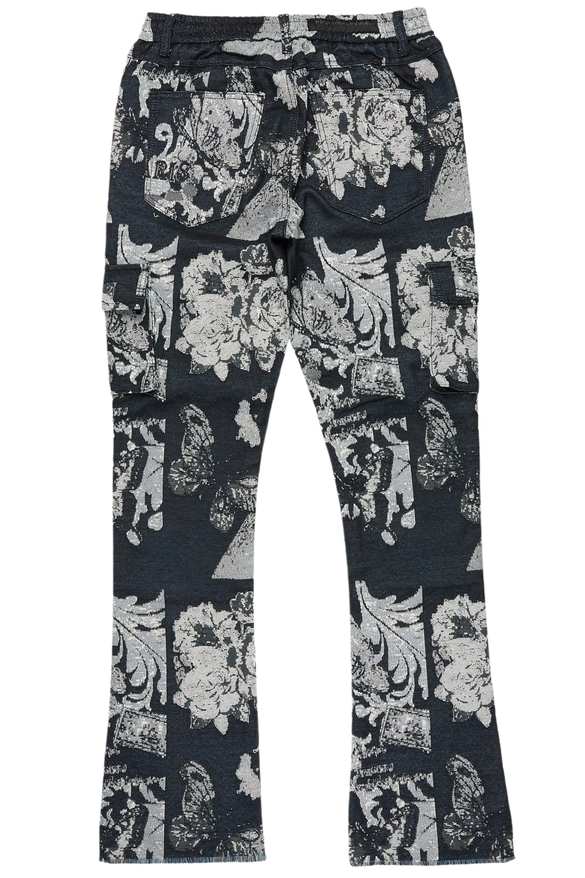 Girls Lamia Black Tapestry Stacked Flare Jean