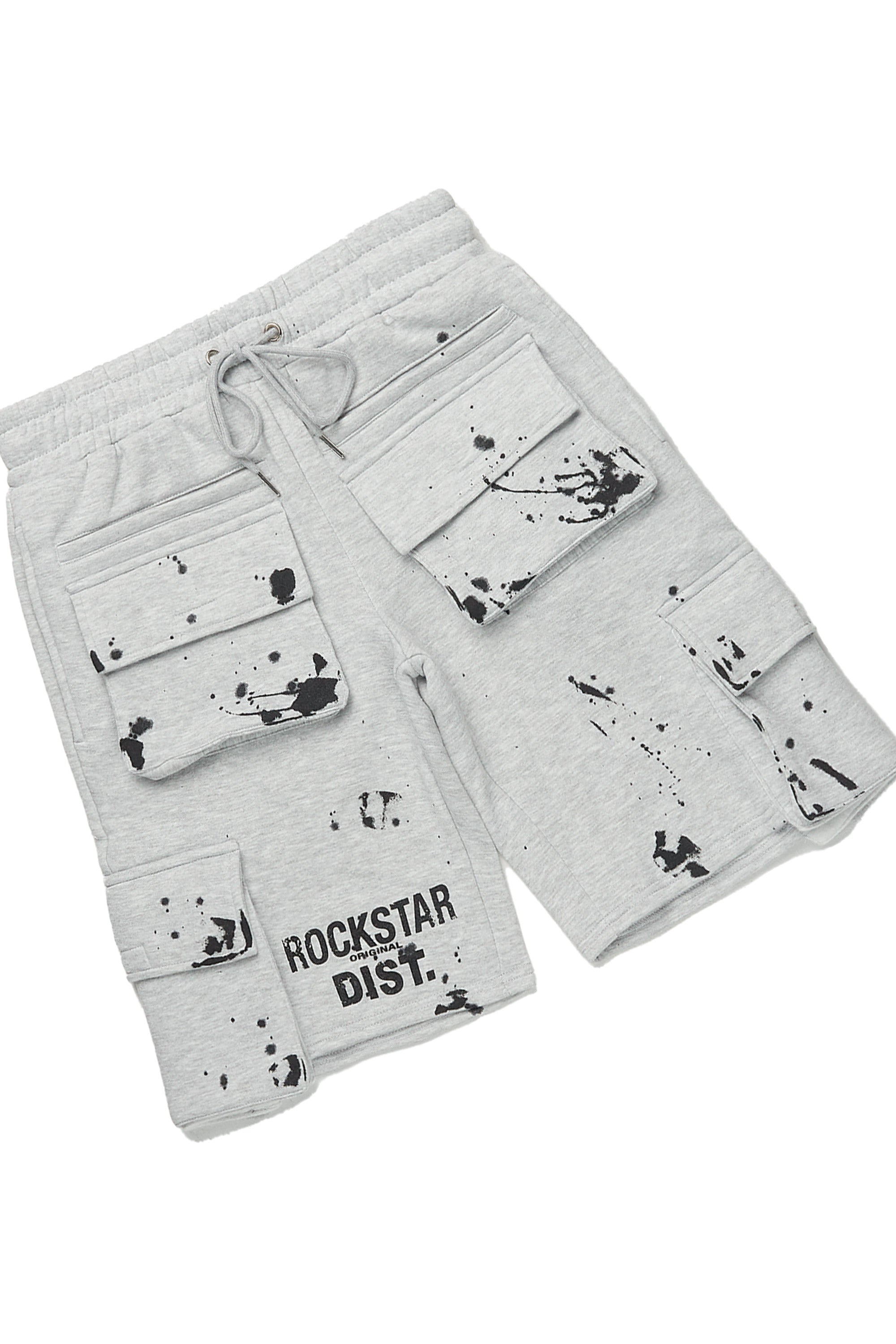 Raffer Heather Grey/Black T-Shirt Cargo Shorts Set