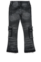 Boys Tyrell Grey Stacked Flare Cargo Jean