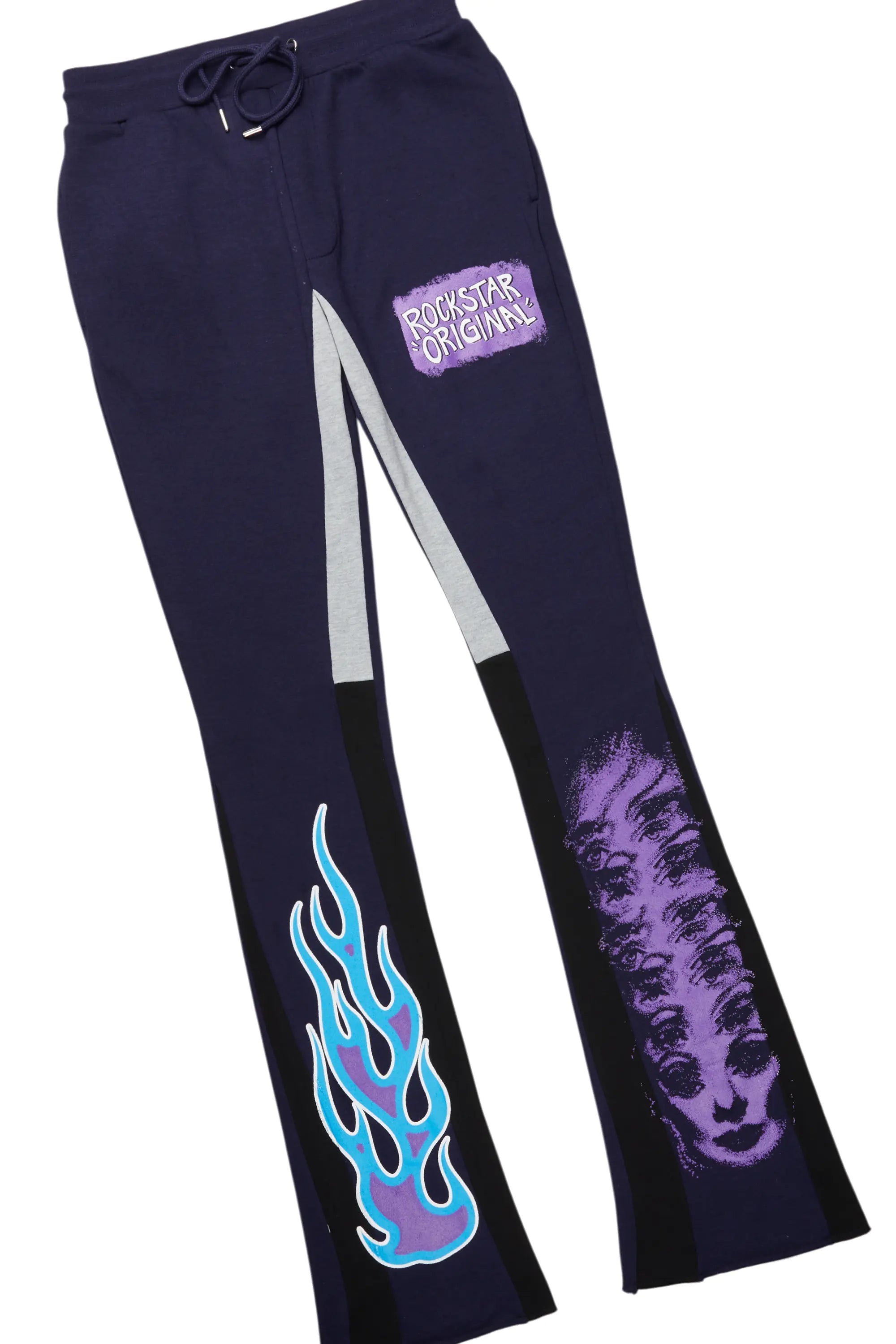 Beno Navy Stacked Flare Hoodie Track Set