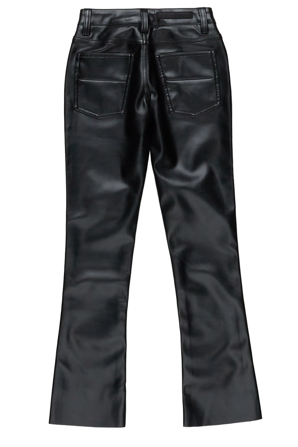 Girls Rikka Black PU Super Stacked Flarer Jean