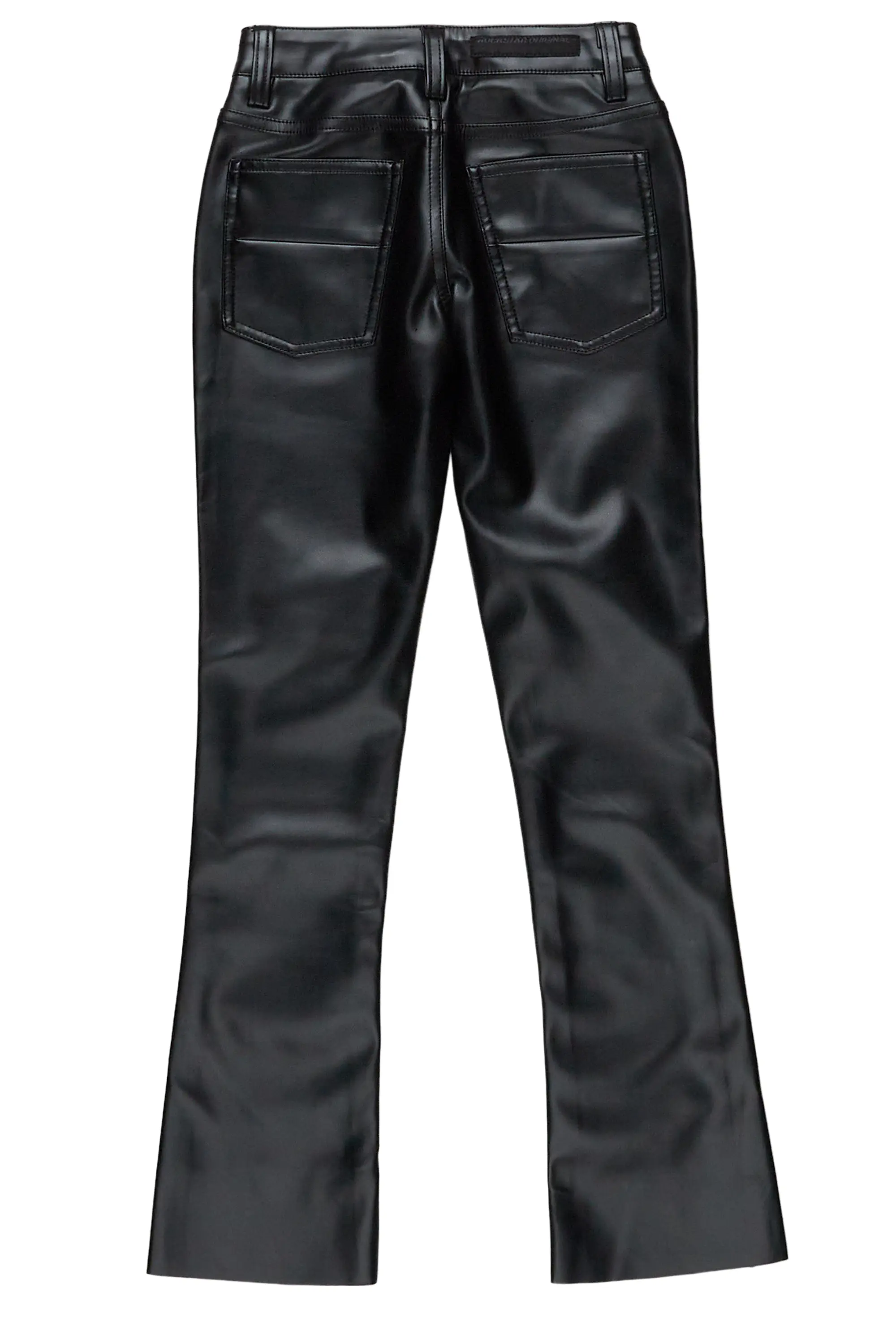 Girls Rikka Black PU Super Stacked Flarer Jean