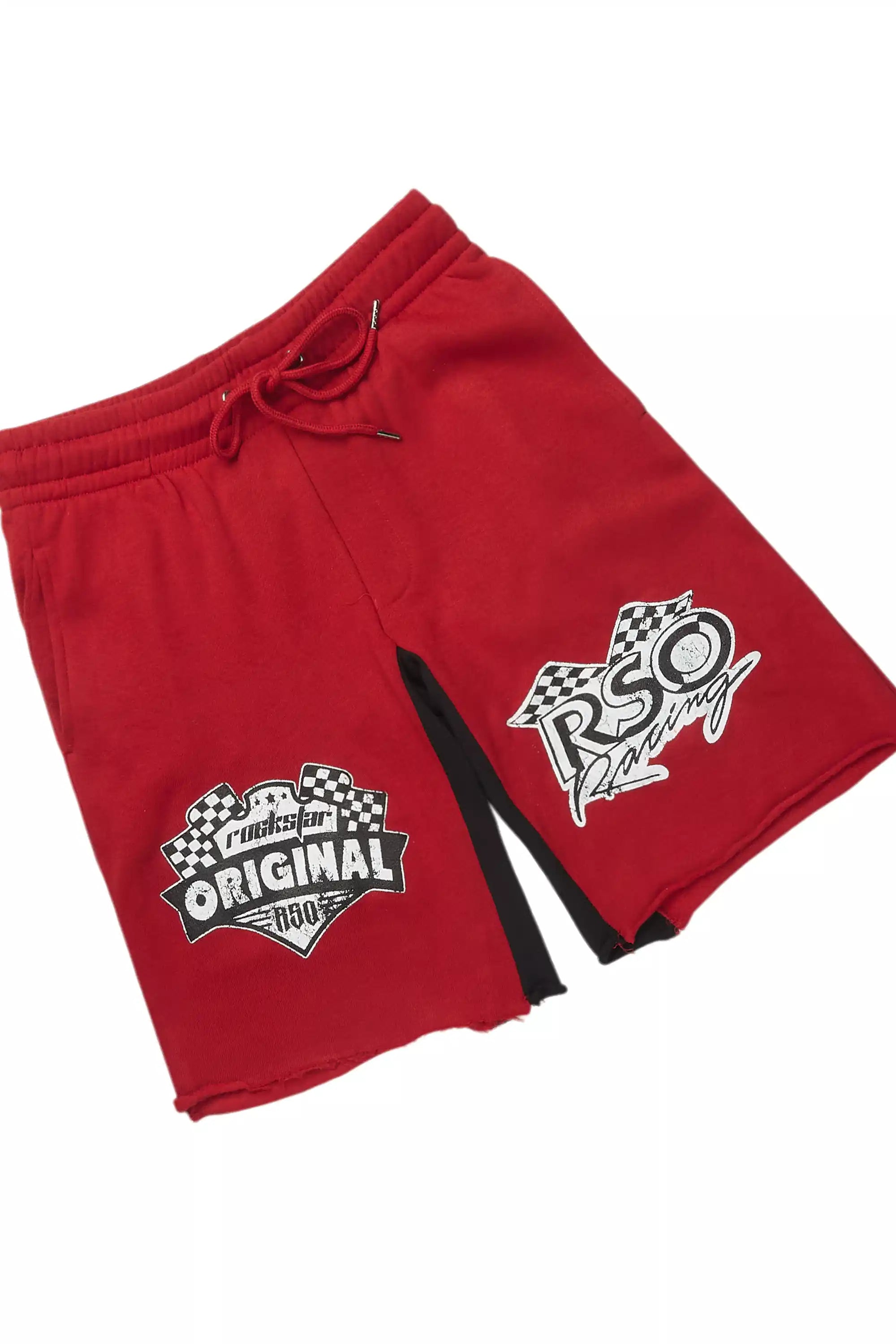 Racing Grung White/Burgundy Graphic T-Shirt Short Set