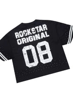 Tylla Black Rhinestone T-Shirt/Baggy Stacked Track Set