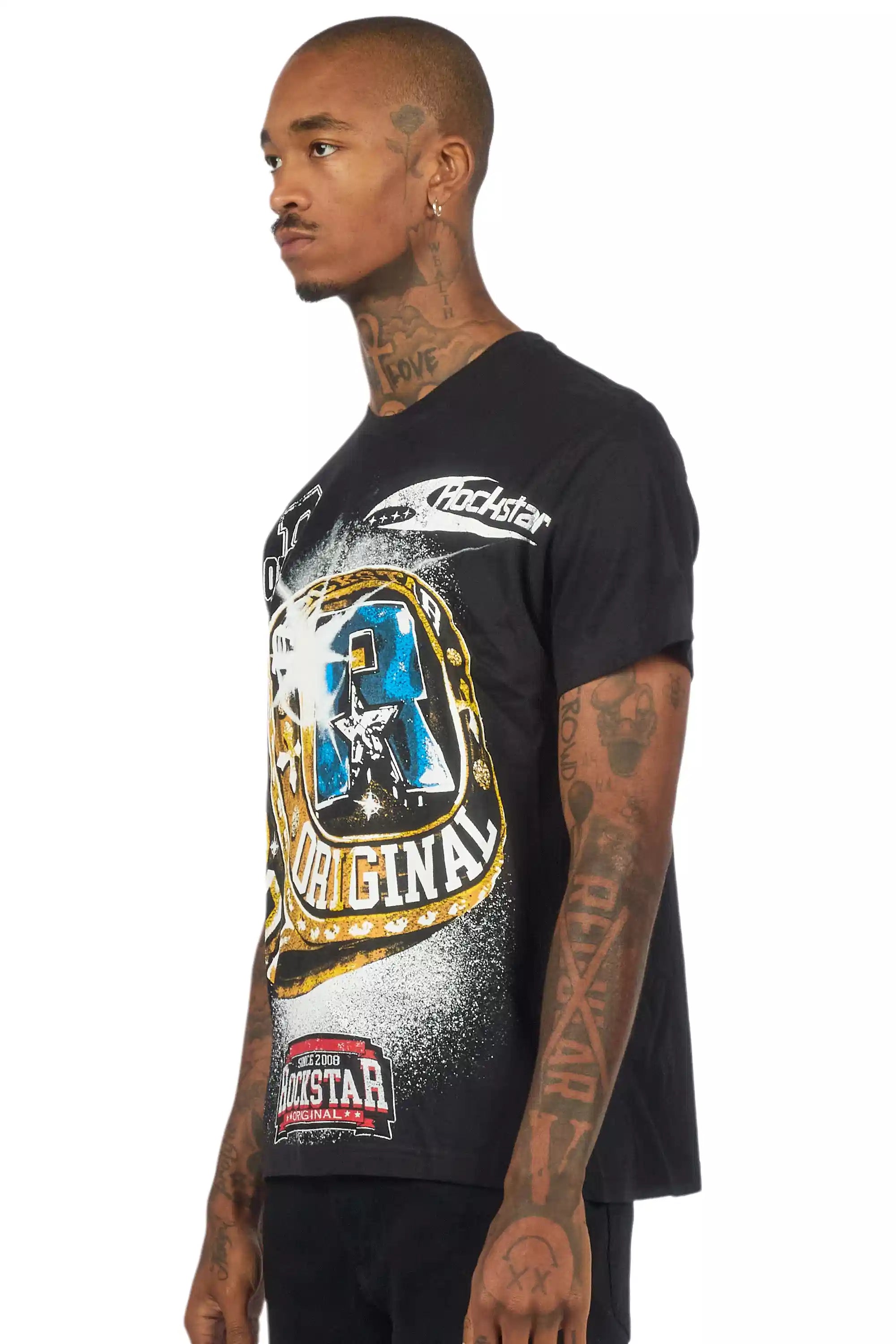 Gemchamp Black Graphic T-Shirt