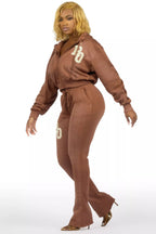 Tyona Mocha Rhinestone Stacked Flare Track Set