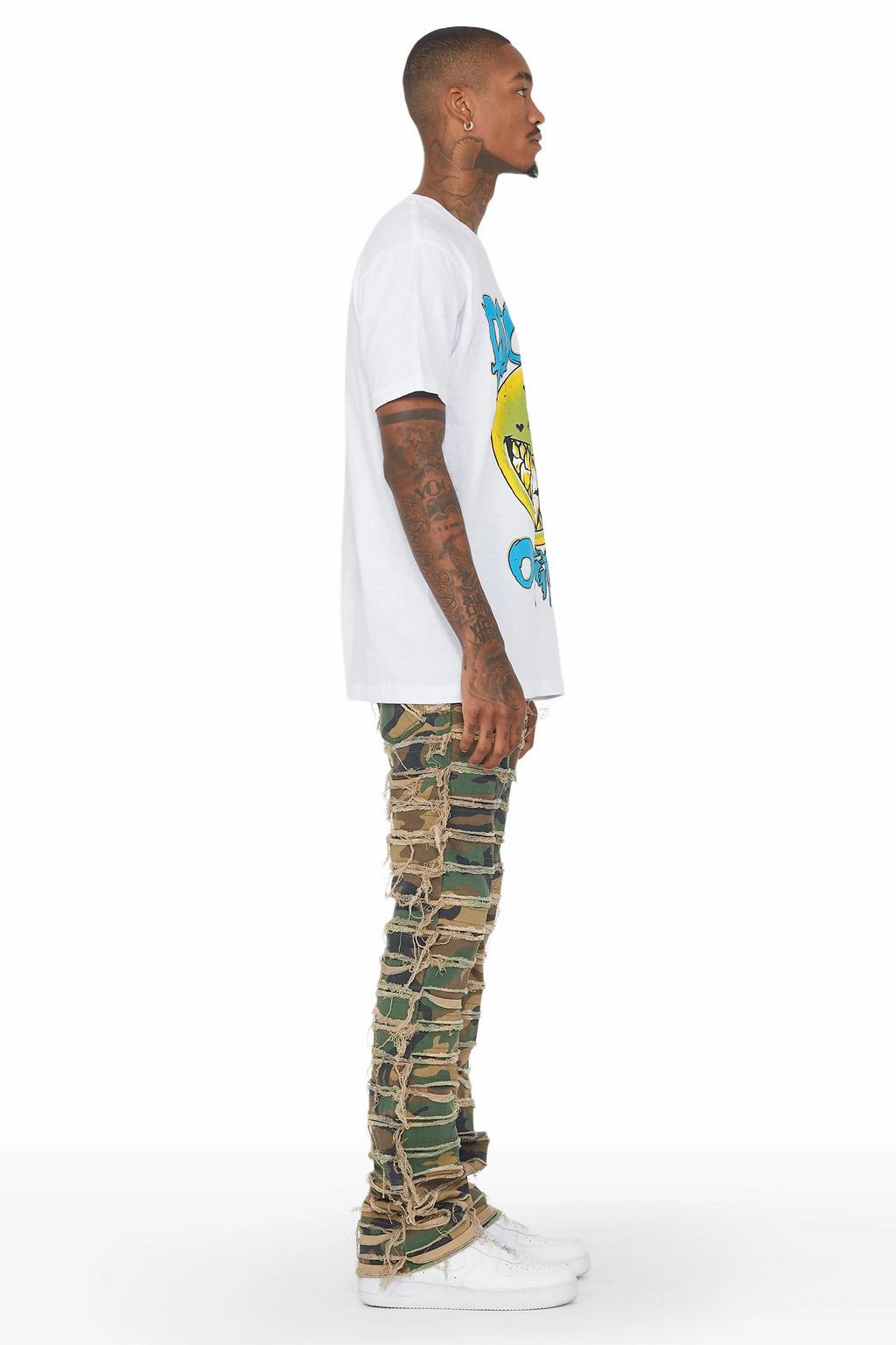 Cassius Faded Camo Stacked Flare Jean