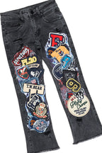 Boys Ezra Black Hoodie & Espen Stacked Flare Jean Set