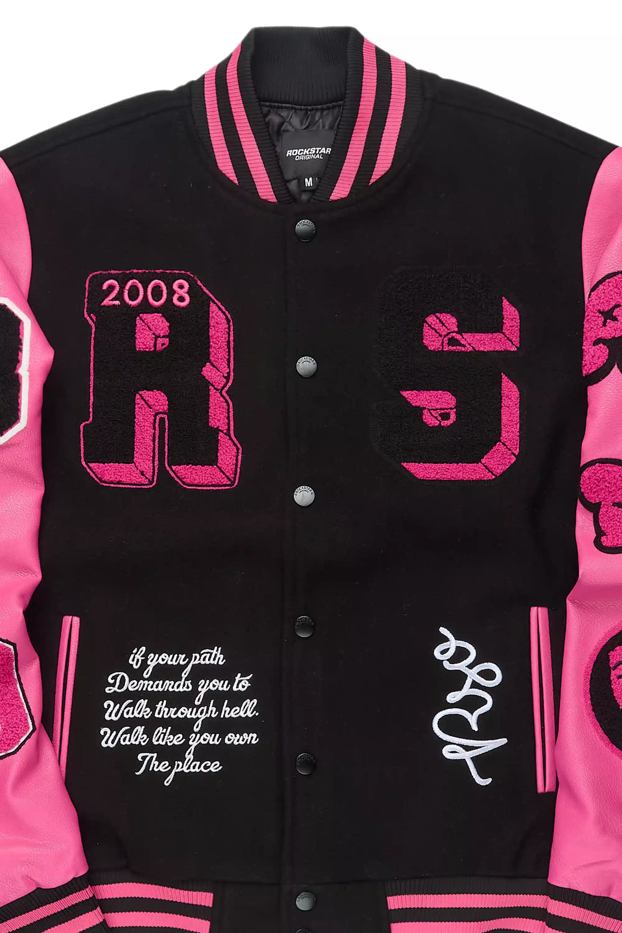 Leslaw Pink/Black Varsity Jacket