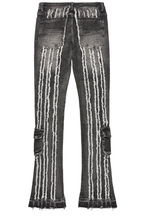 Frey Black Stacked Flare Jean