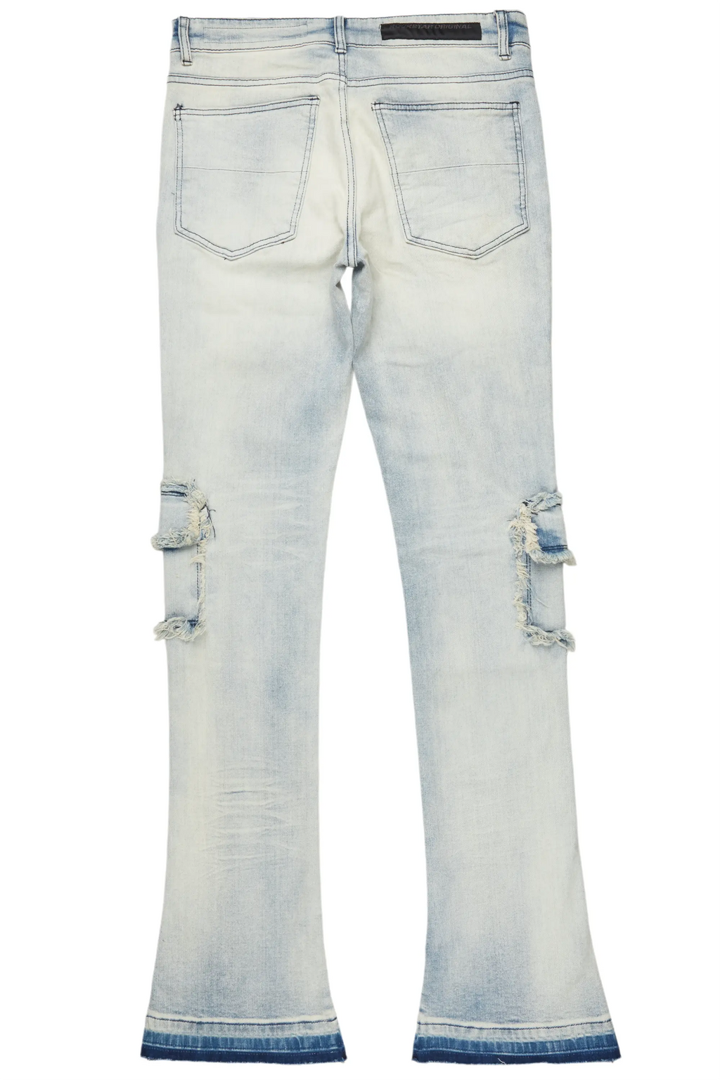 Tyrell Blue Stacked Flare Cargo Jean