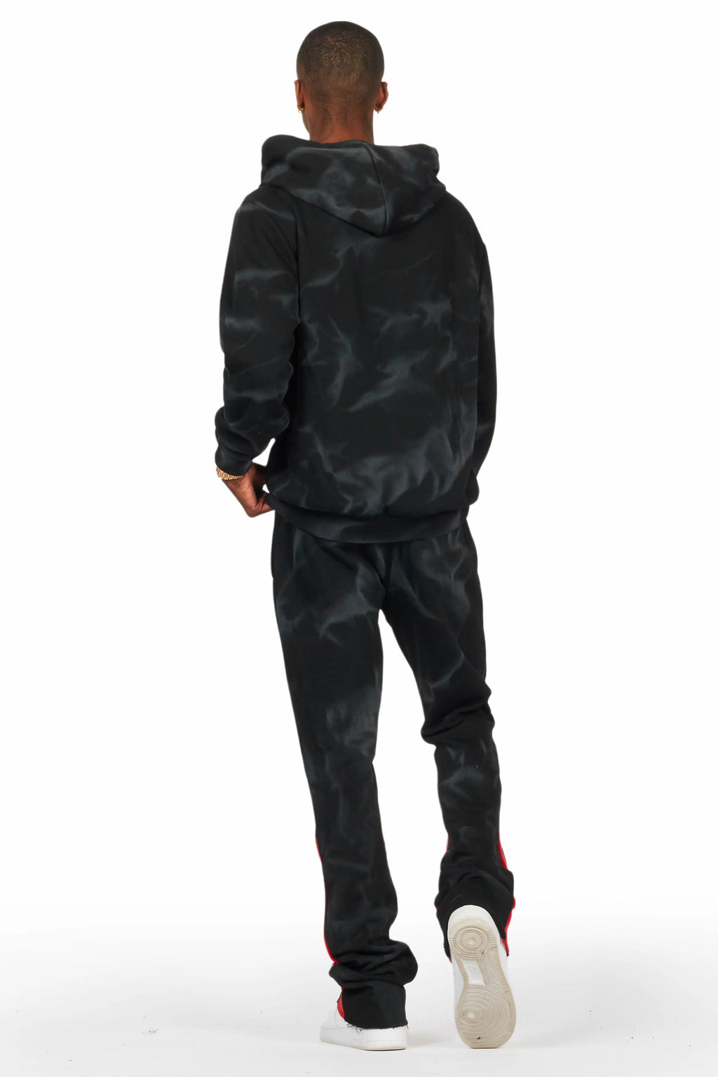 Nelly Black/Red Hoodie Stacked Flare Track Set