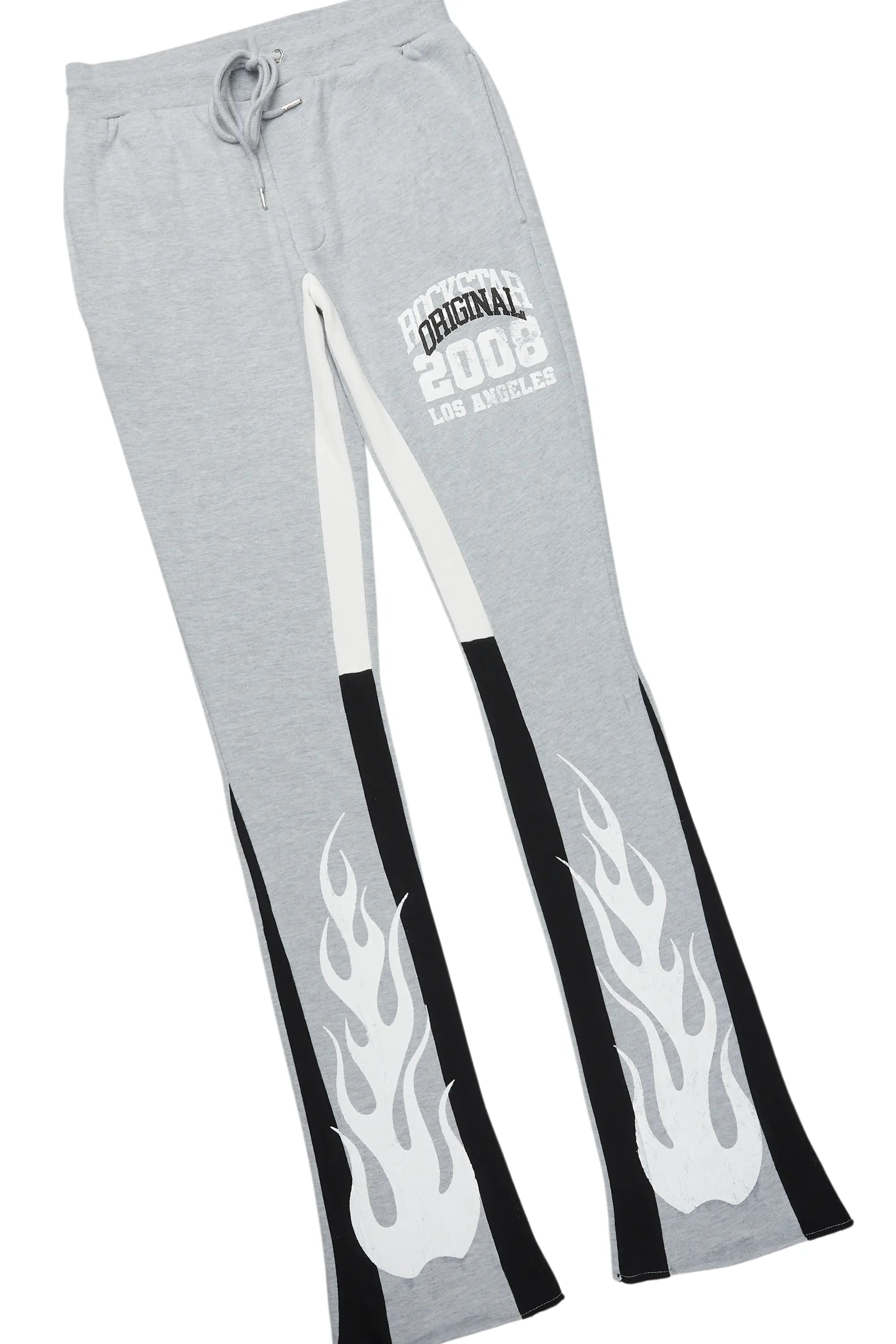 Edel Grey/White Hoodie/Stacked Flare Pant Set