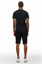 Colorful Race Black T-Shirt Short Set