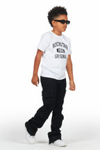 Boys Gregor Black Stacked Flare Cargo Jean