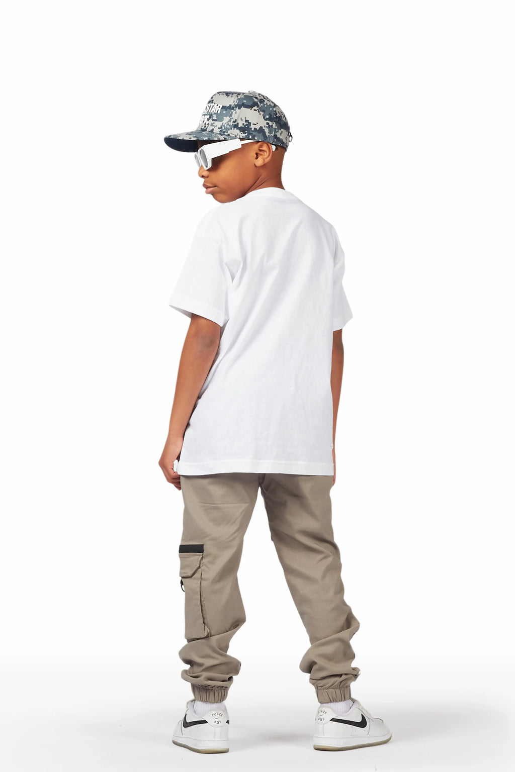 Boys Xanti White/Grey T-Shirt Cargo Pant Set