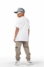 Boys Xanti White/Grey T-Shirt Cargo Pant Set
