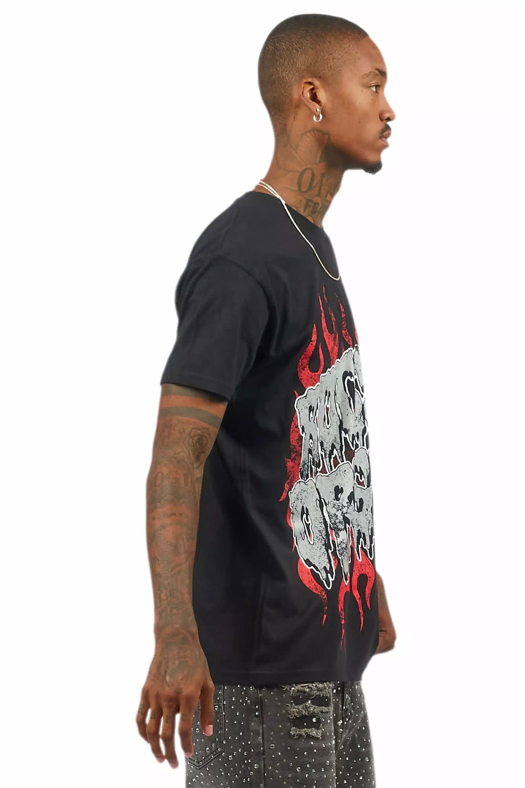 Kaelonix Black Oversized Graphic T-Shirt