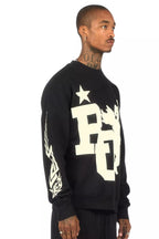 Pluton Black/Cream Graphic Crewneck Sweatshirt
