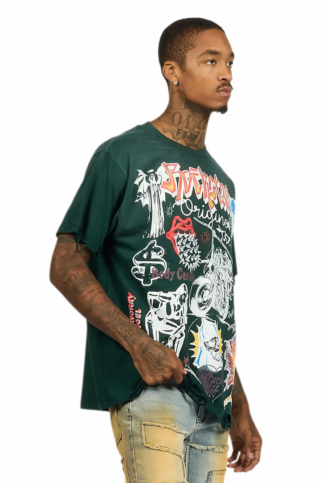 Shoota Dark Green/White Oversized Graphic T-Shirt