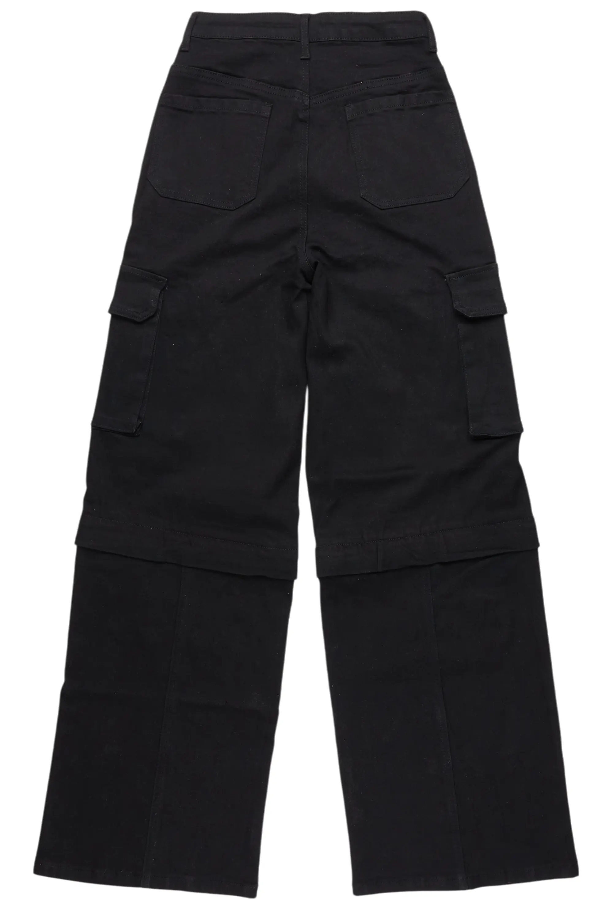 Necola Black Painted Stretch Wide Leg Jean