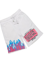 Beno White/Pink T-Shirt/Raw Edge Short Set