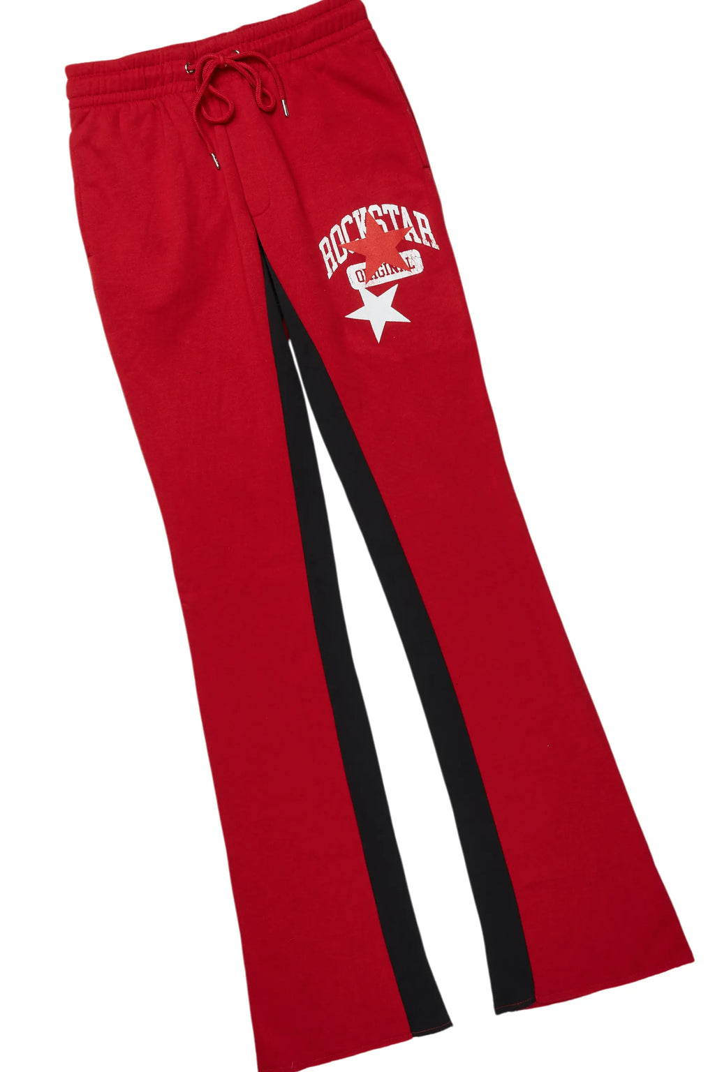 Mallor White/Burgundy T-Shirt/Stacked Baggy Track Pant Set