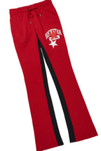 Mallor White/Burgundy T-Shirt/Stacked Baggy Track Pant Set