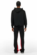 Basic Black/Red Hoodie/Baggy Track Pant Set