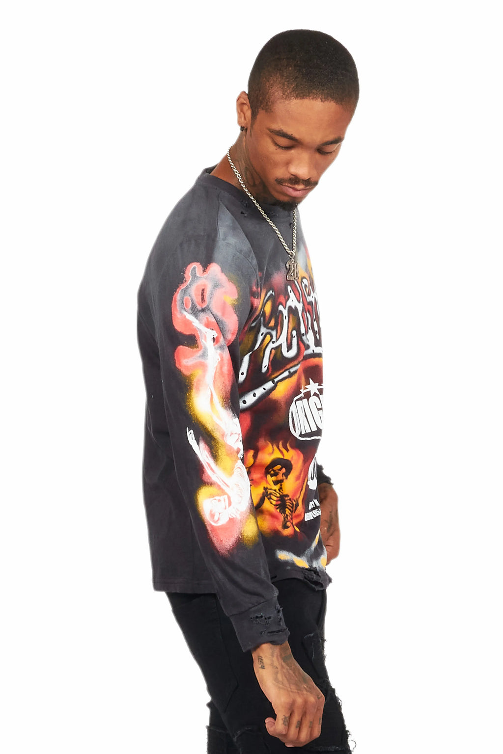 Farren Black Long Sleeve Graphic T-Shirt