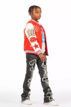 Boys Balser Orange Varsity Jacket