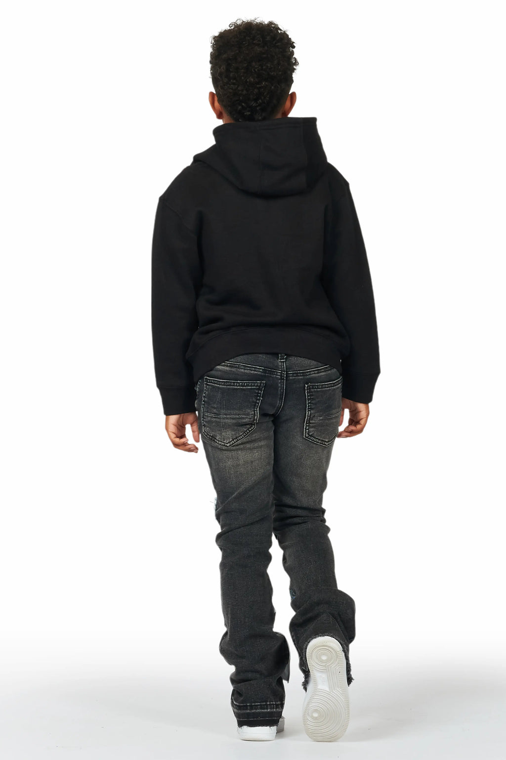Boys Espen Black Stacked Flare Jean