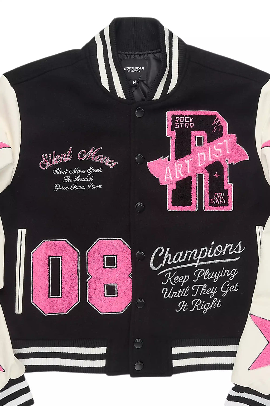 Krystle Black Oversized Varsity Jacket