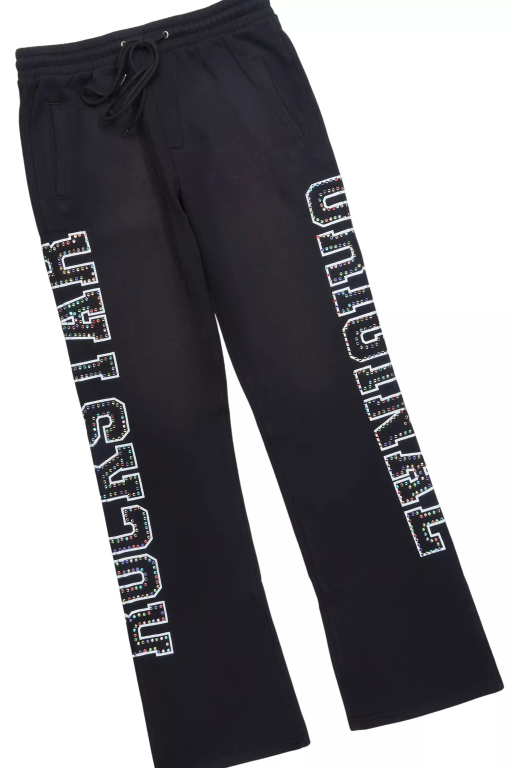 Ustin Black Rhinestone Hoodie Relaxed Track Set