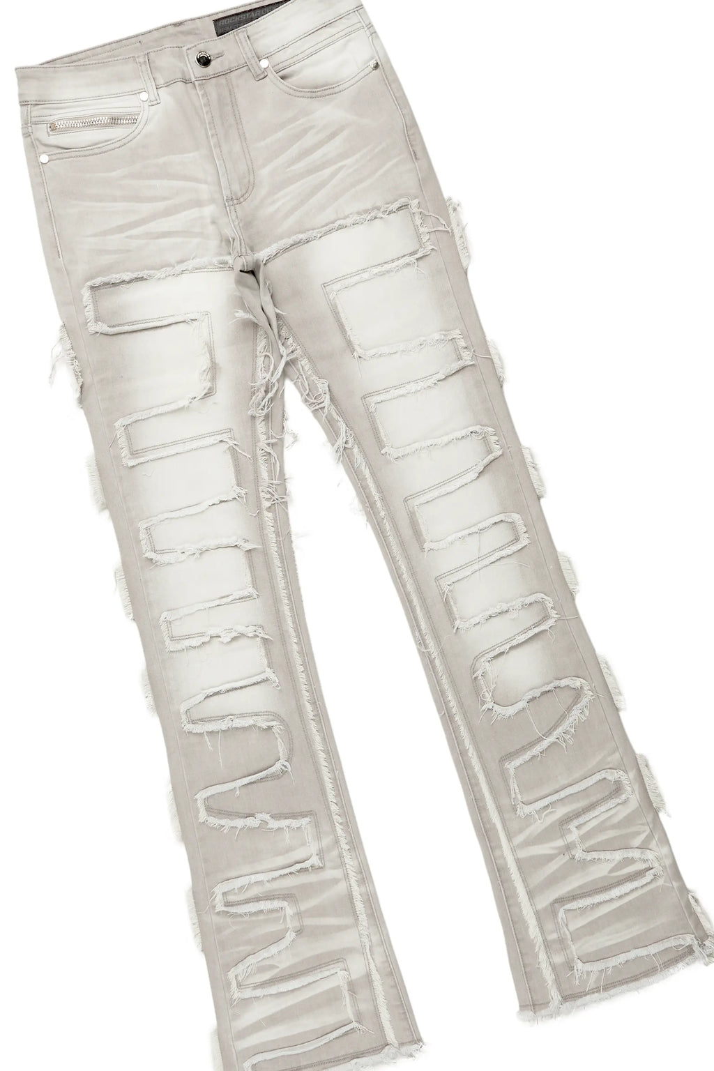 Ponce Black T-Shirt & Shake Grey Stacked Flare Jean Bundle