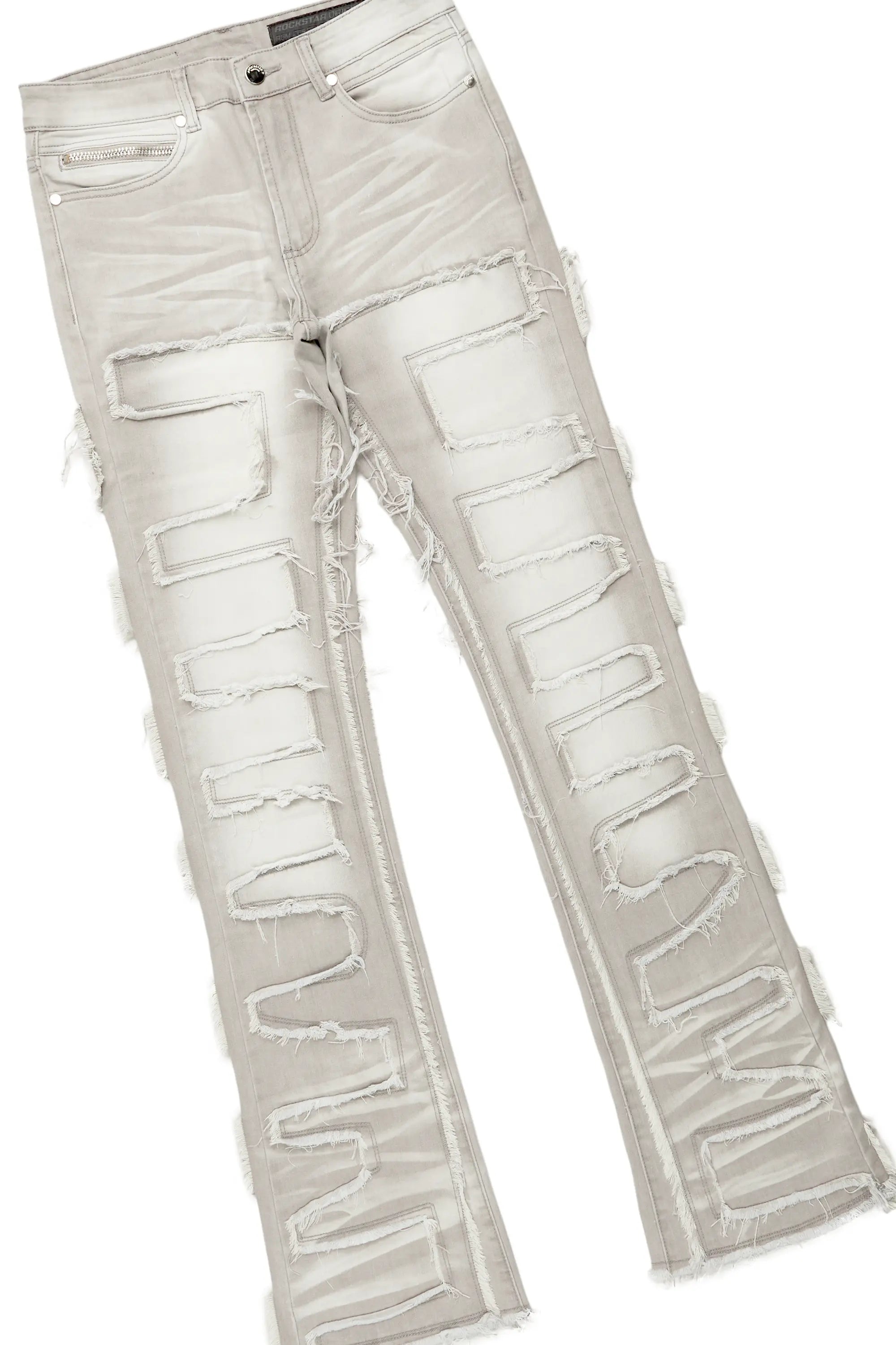 Ponce Black T-Shirt & Shake Grey Stacked Flare Jean Bundle