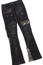 Boys Koen Black/Green T-Shirt/Stacked Flare Jean Set