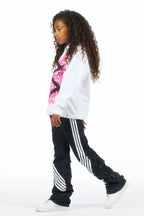 Girls Jaziya Black Stacked Jean