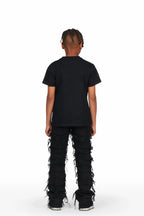 Boys Zytron Black T-Shirt/Stacked Flare Jean Set