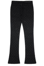 Glit Black Rhinestone Stacked Flare Jean