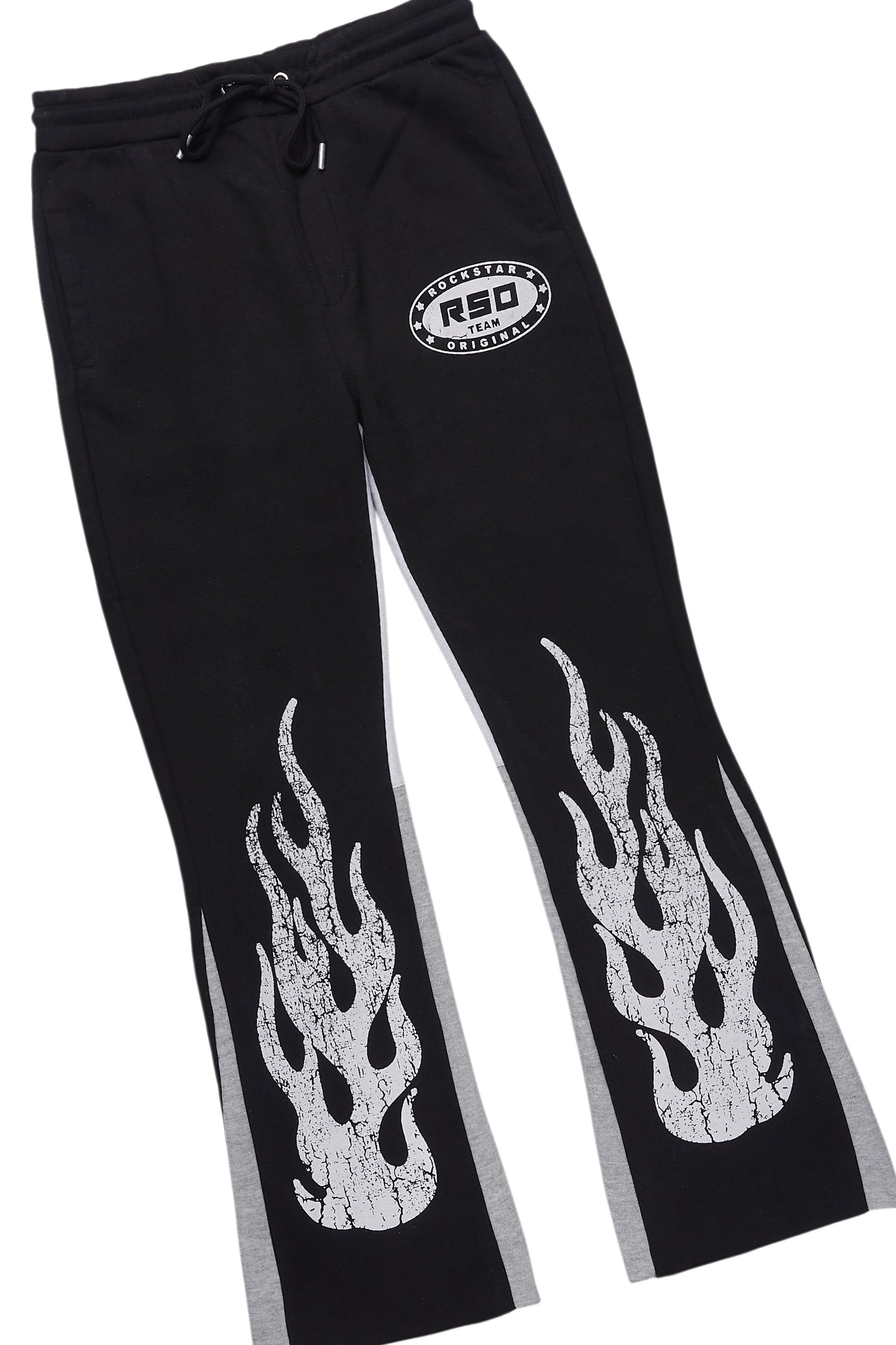 Boys Amos Black T-Shirt/Stacked Flare Track Set