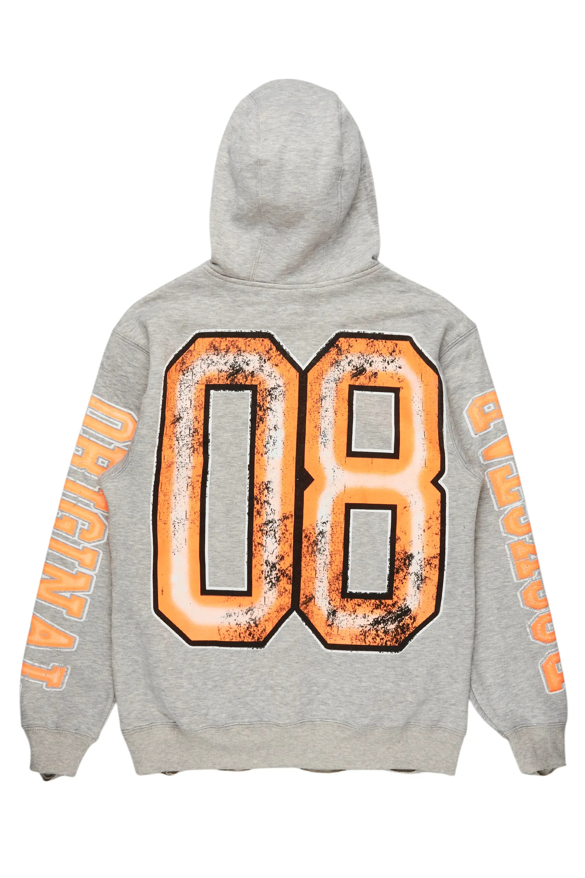 Fields Grey/Orange Distressed Graphic Hoodie