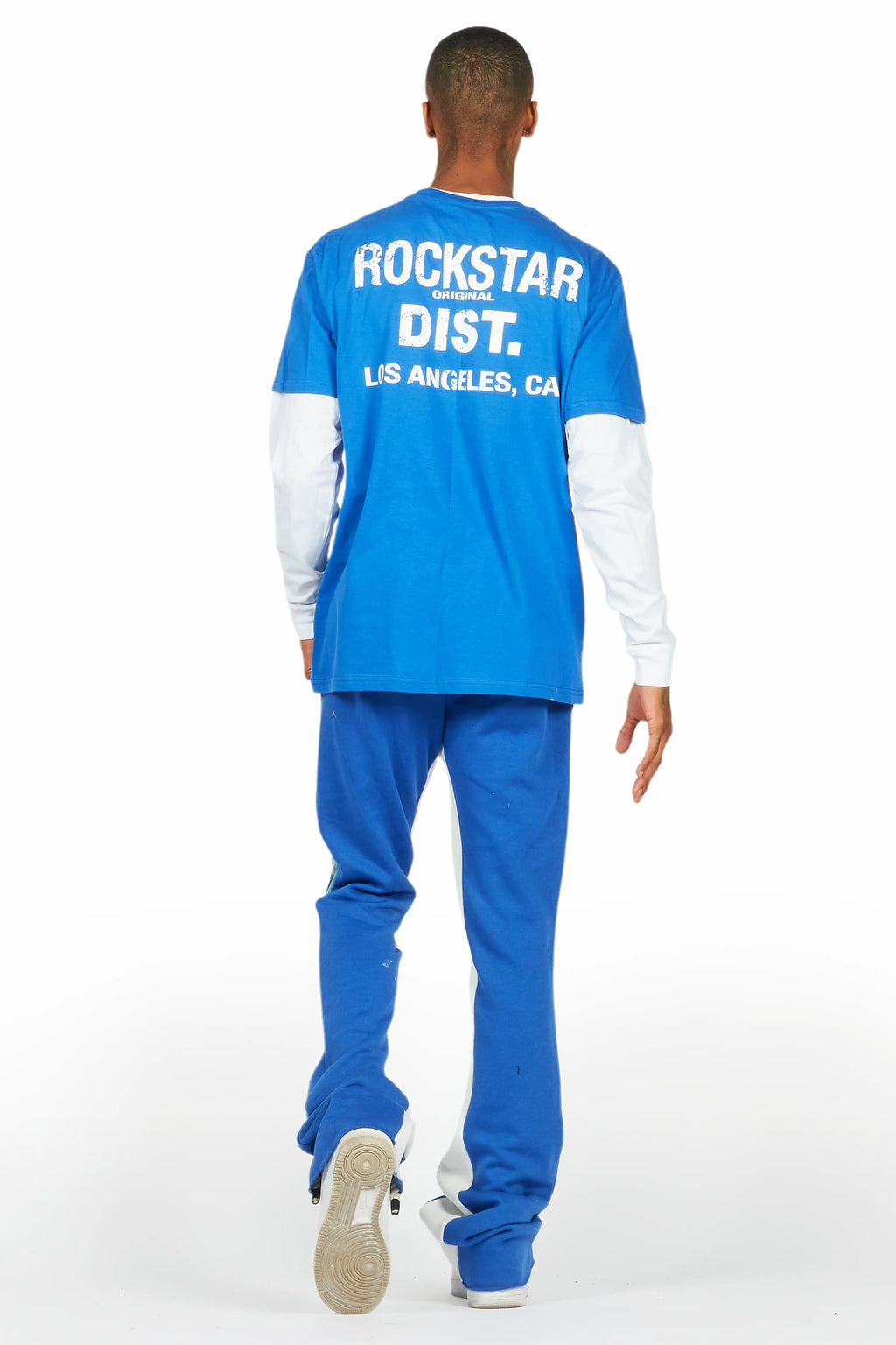 Aliyas White/Royal Double Layer T-Shirt/Baggy Pant Set