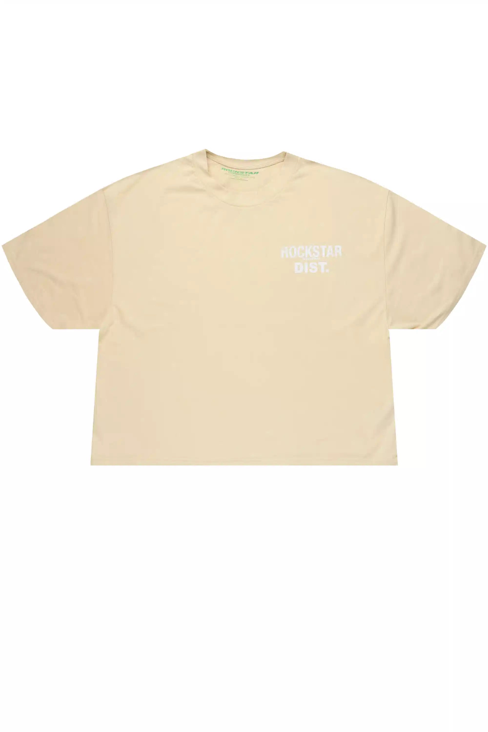 Lake Beige/White Boxy Crop T-Shirt