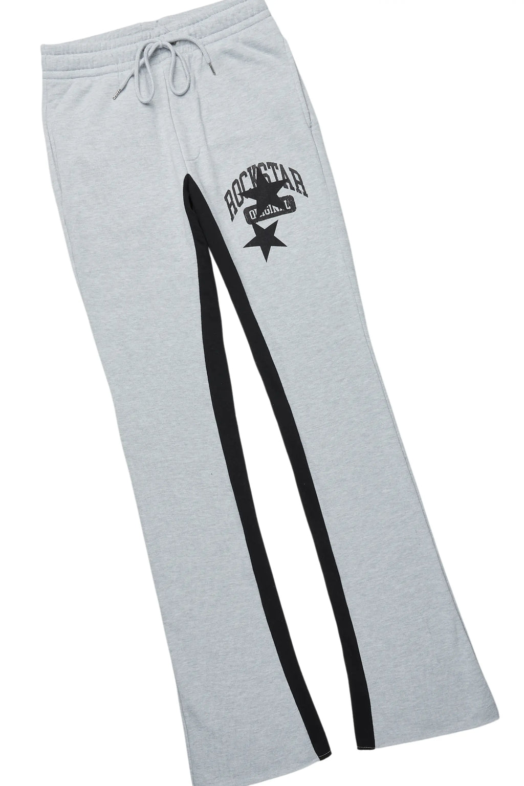 Mallor Heather Grey Baggy Stacked Hoodie Track Set