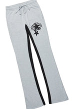 Mallor Heather Grey Baggy Stacked Hoodie Track Set