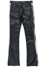Fusao Black Stacked Faux Leather Jean