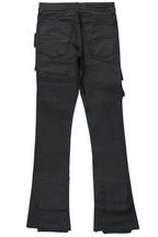 Zander Black Stacked Flare Cargo Jean
