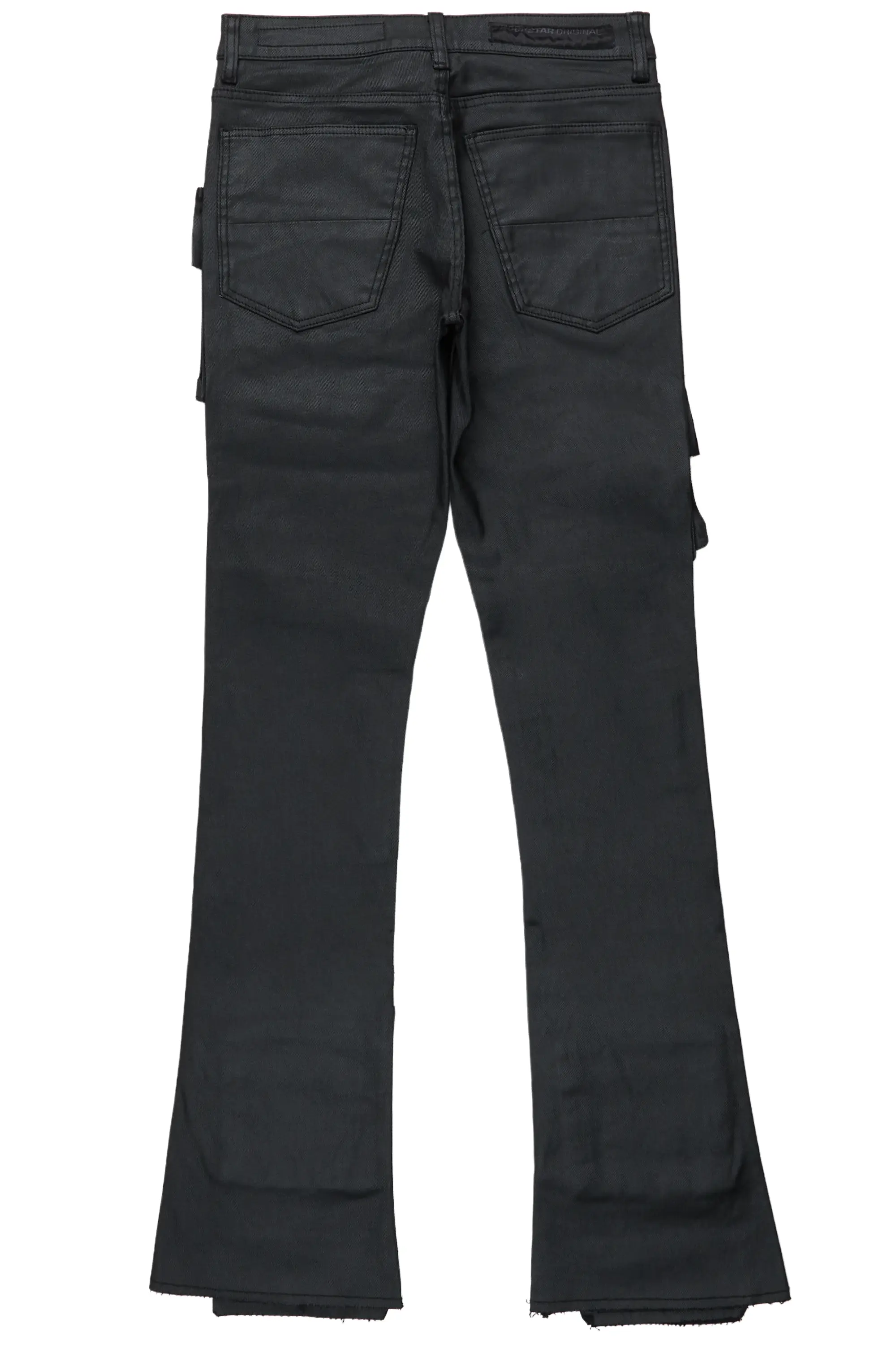 Zander Black Stacked Flare Cargo Jean